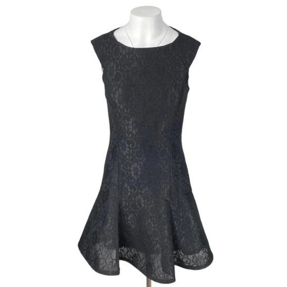 NWT PROSECCO Lace Floral Overlay Fit & Flare Dress Sz 2 - Picture 1 of 5